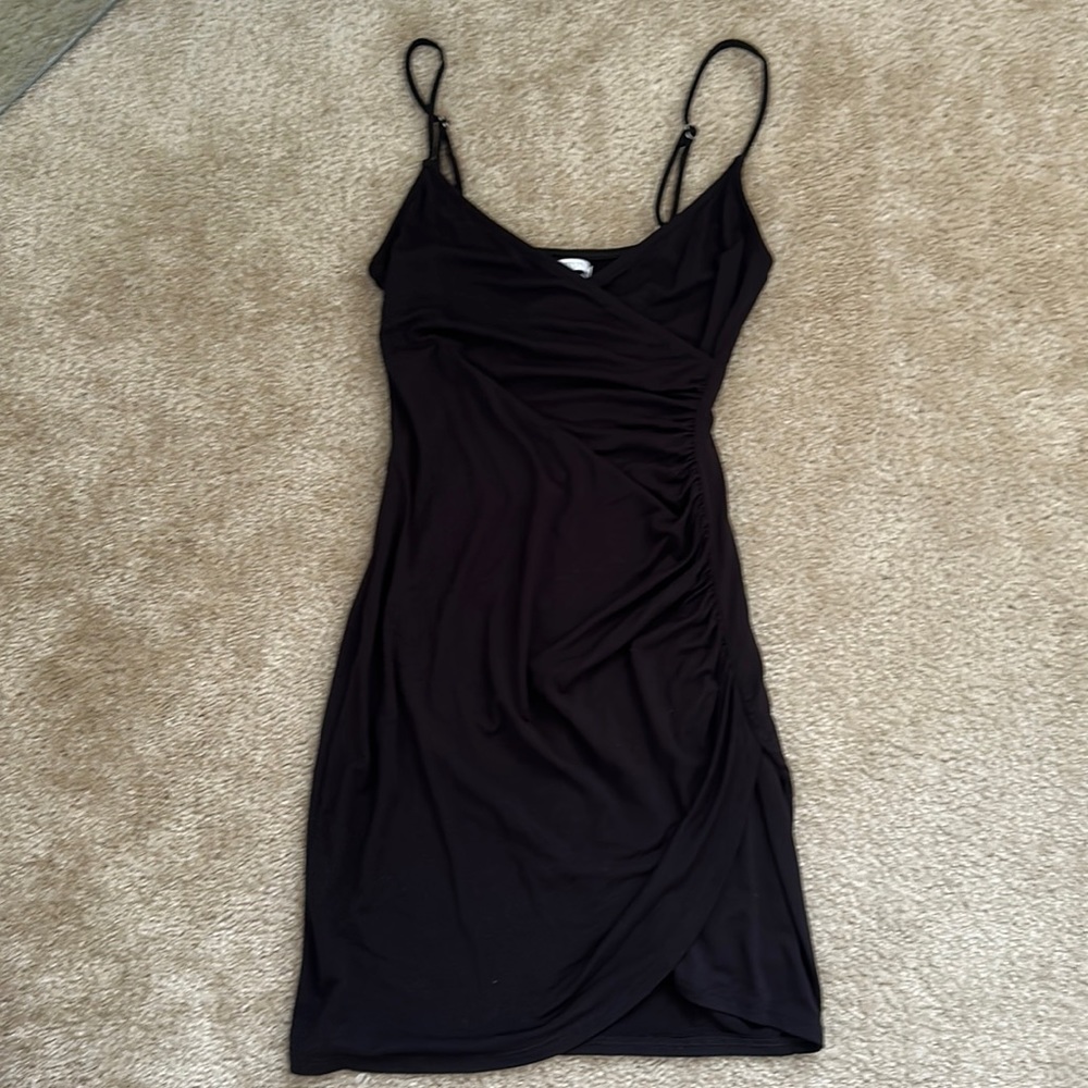 Black ruched mini dress